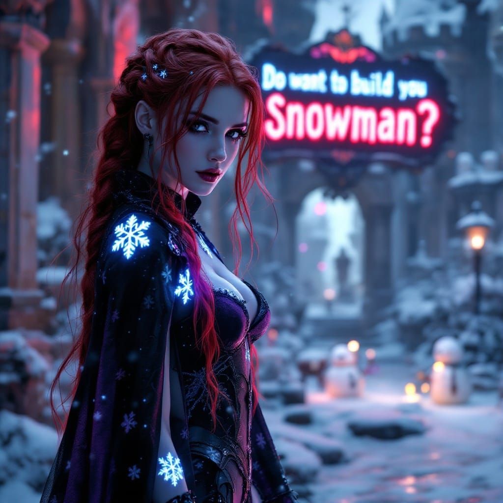 Majestic Goth Anna in Whimsical Wonderland Landscape