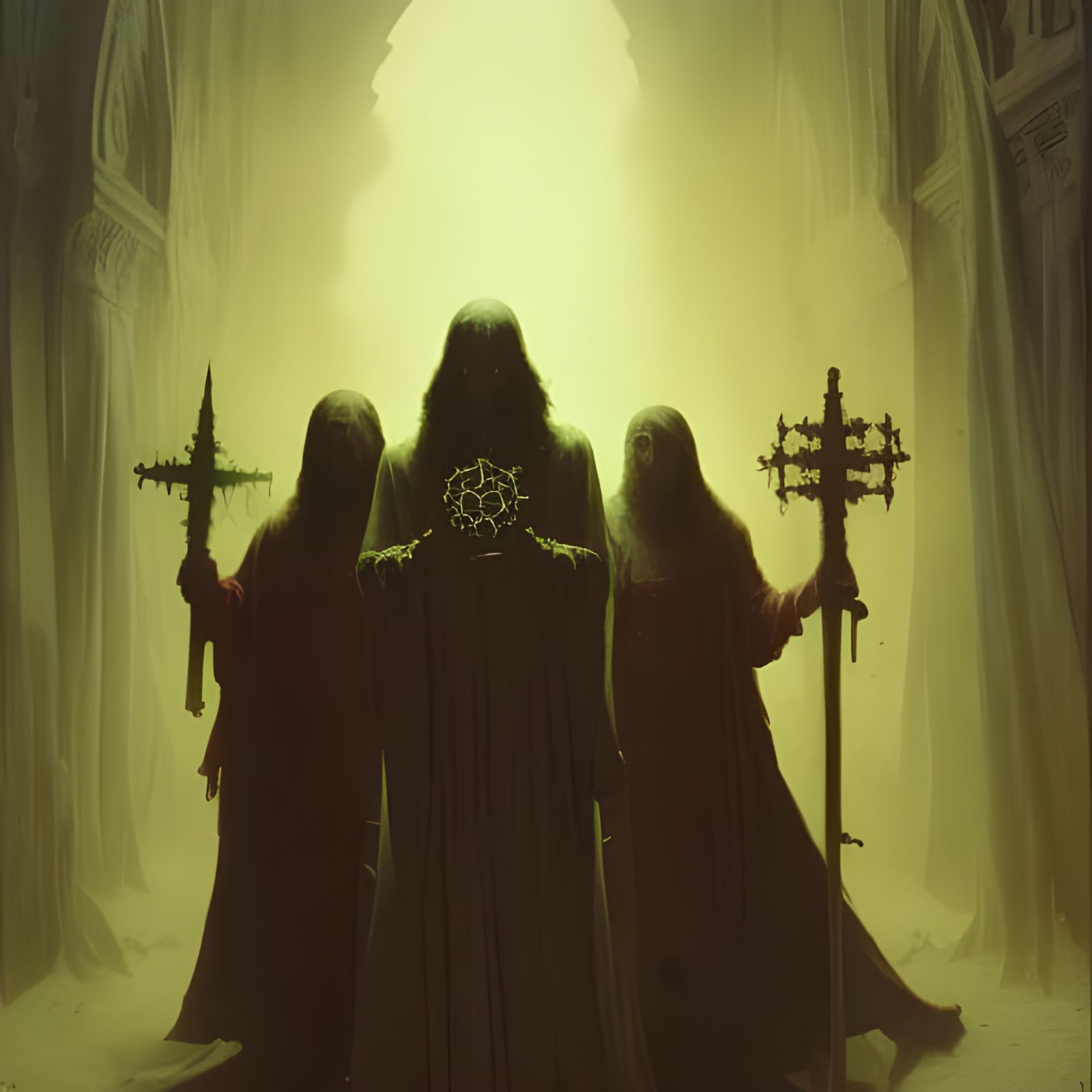 Dark Ritual with Cultists in Horror Art Style