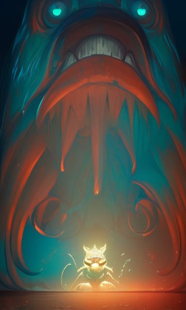 Friendly Monster with Wild Smile: Hyperdetailed Concept Art