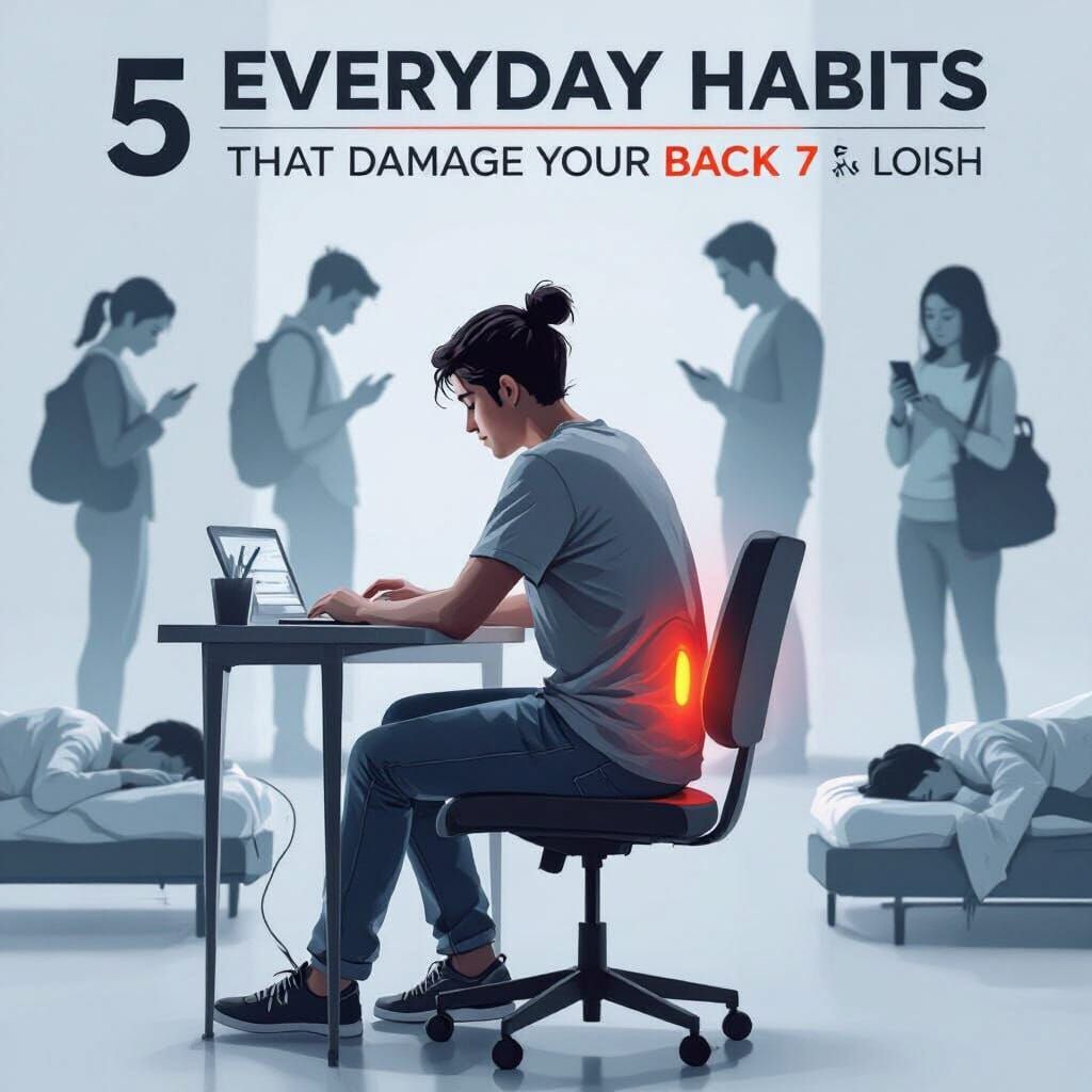 Bad Posture Illustration in Health Infographic Style