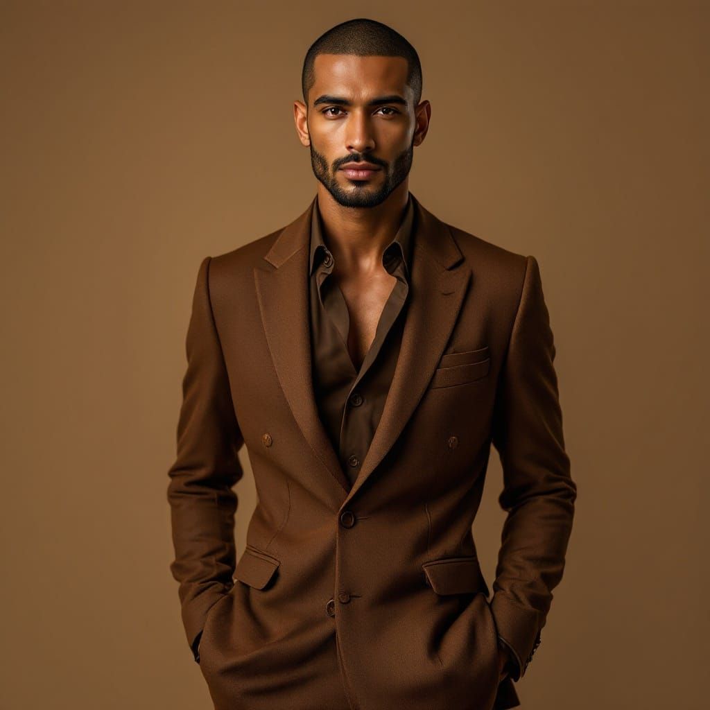 Egyptian Gentleman in Warm, Earthy Brown Suit