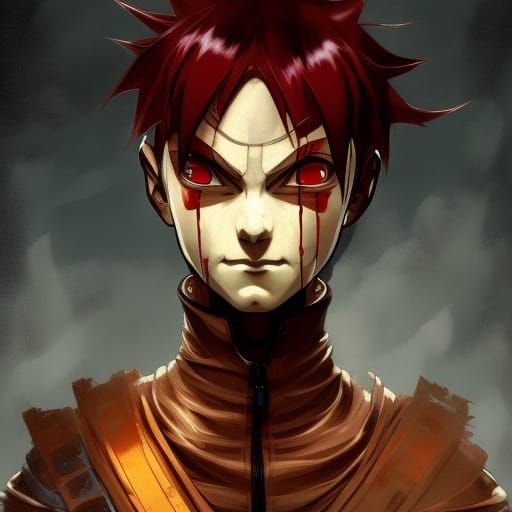 Gaara Portrait in Art Nouveau Style