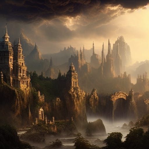 Epic Maximalist Digital Painting of Amazing Scene