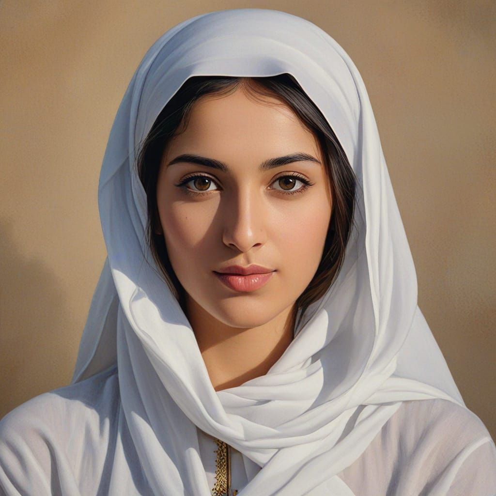 Emirati Woman Portrait in Classical Oil Painting Style