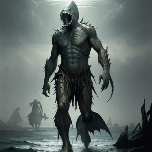 Sharkmen Emerge: Gothic Horror Illustration