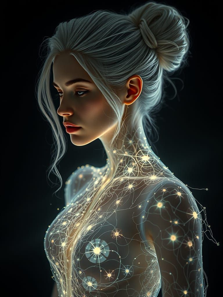 Ethereal Woman with Bio-Organic Dress