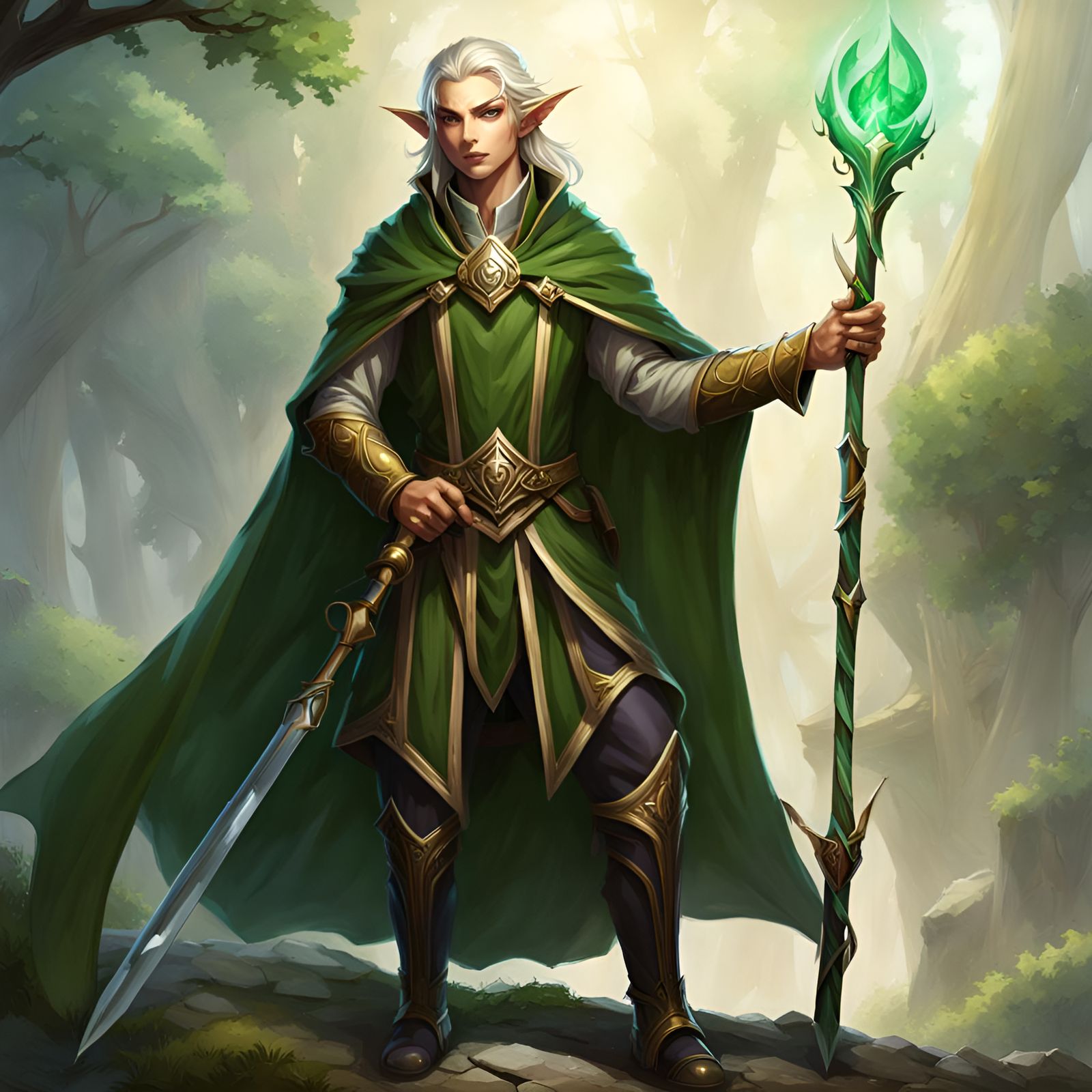 High Elf Wizard with Glass Staff