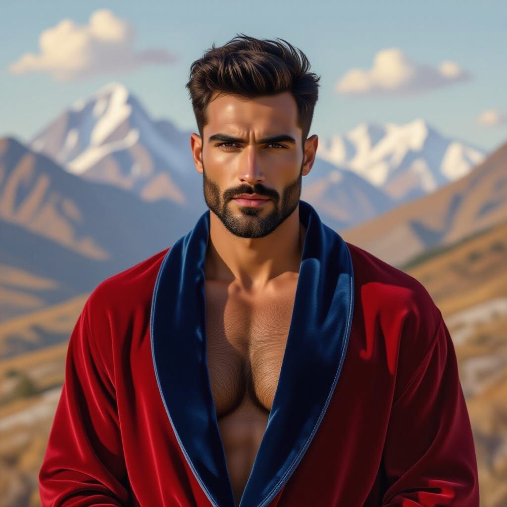 Portrait of Turkish Indian Man in Klimt-Inspired Impressioni...