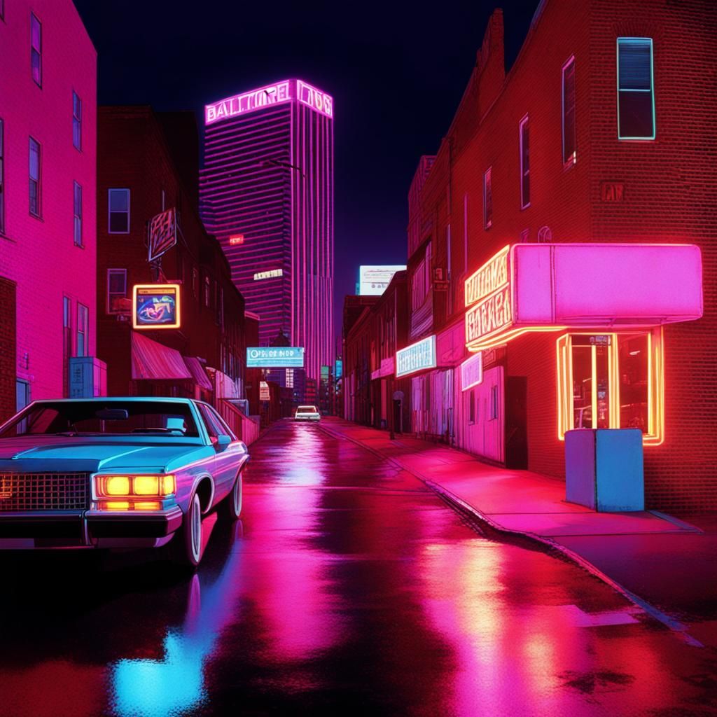 Baltimore in Synthwave Neon Retro Style