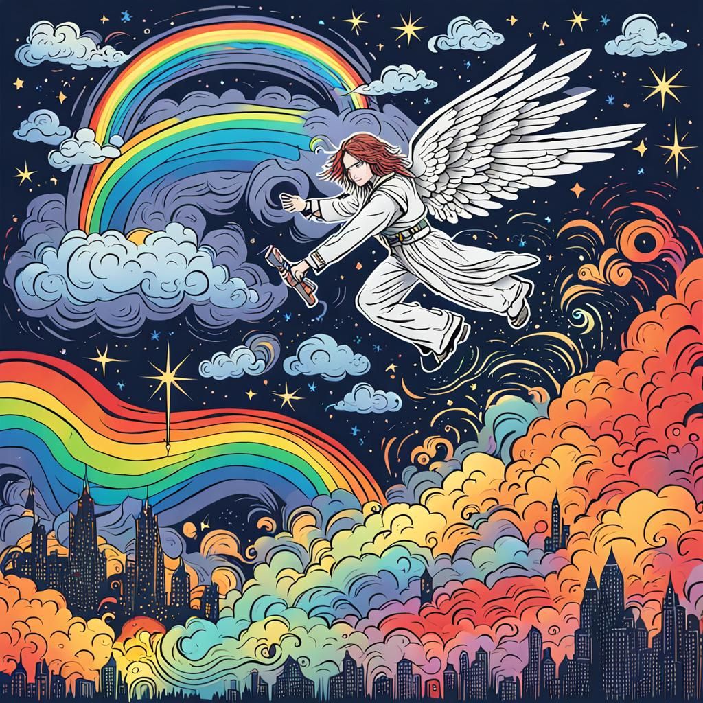 Angel Weather Witch Calls Rainbow Lightning Storm