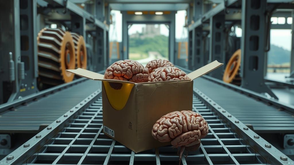 Sci-Fi Brains Escape Factory Conveyor Belt