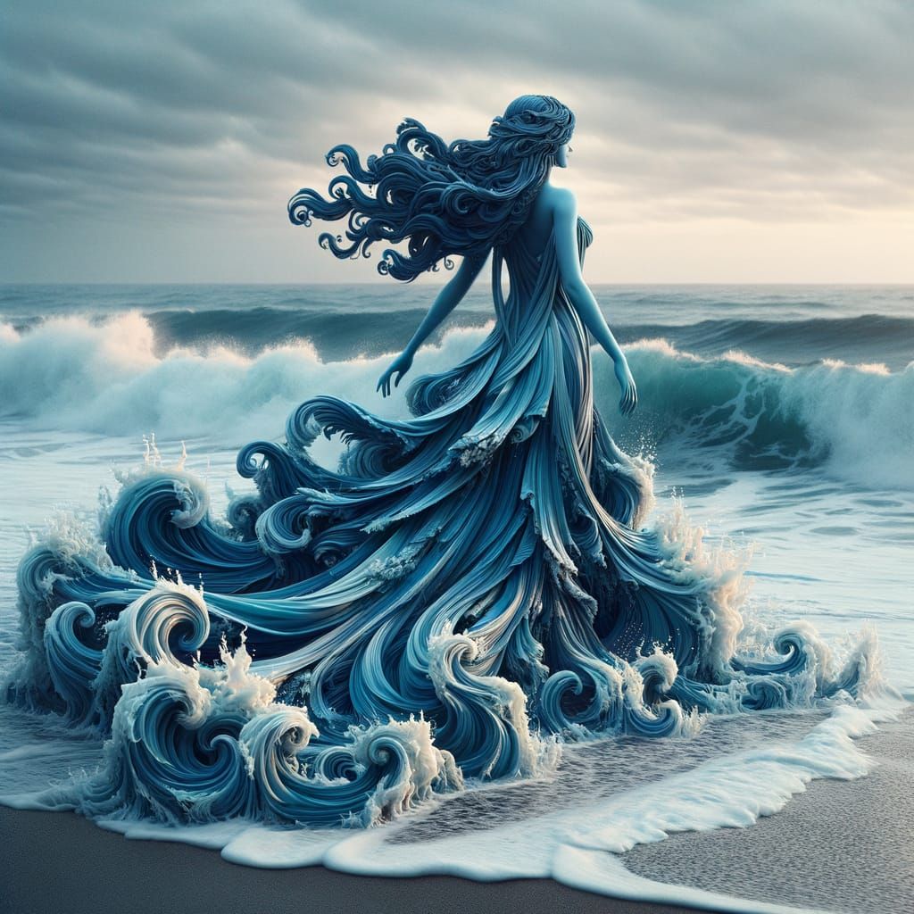 Majestic Ocean Goddess in Late Afternoon Coastal Scene