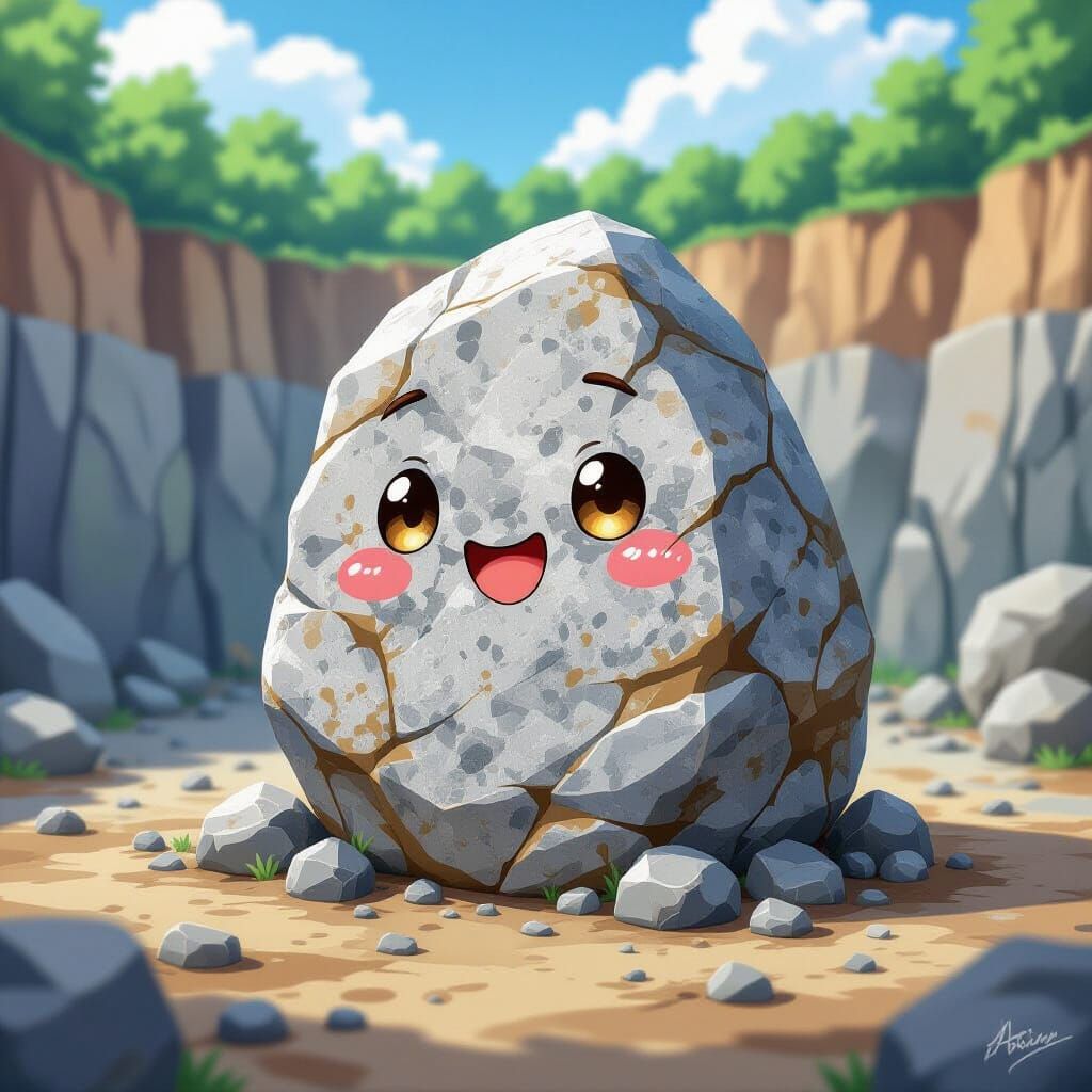 Happy Granite Rock in Chibi Anime Style