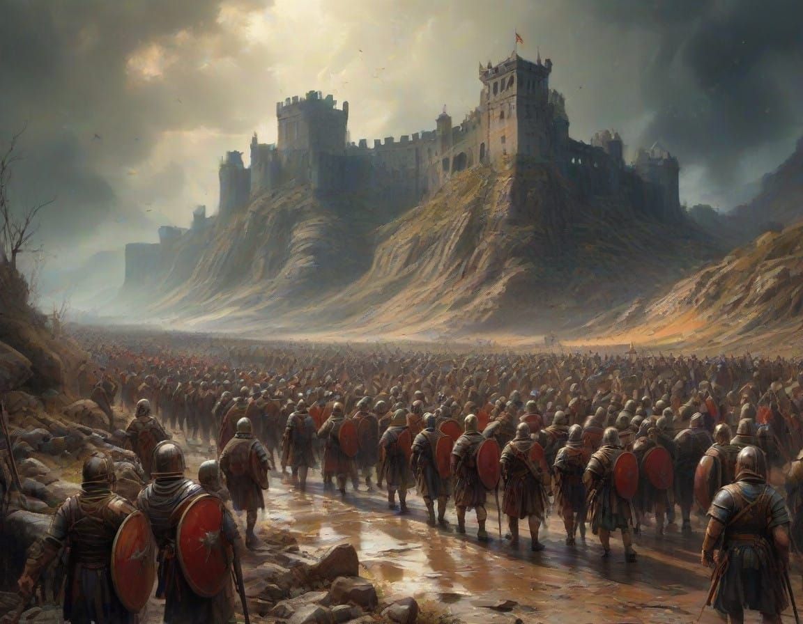 Epic Roman Legion March into Battle