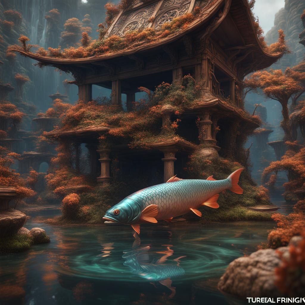 Ceramic Turtles and Koi Fish: Detailed Matte Painting