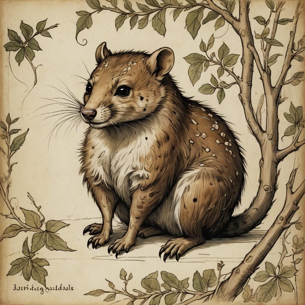 Quoll in Leonardo da Vinci Style Bestiary