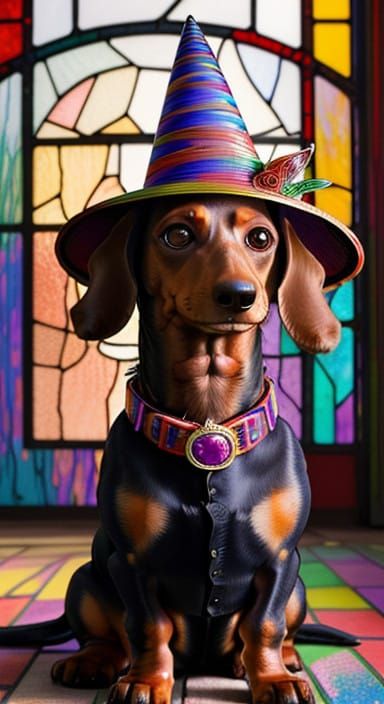 Surreal Dachshund in Vibrant Impressionist Twilight