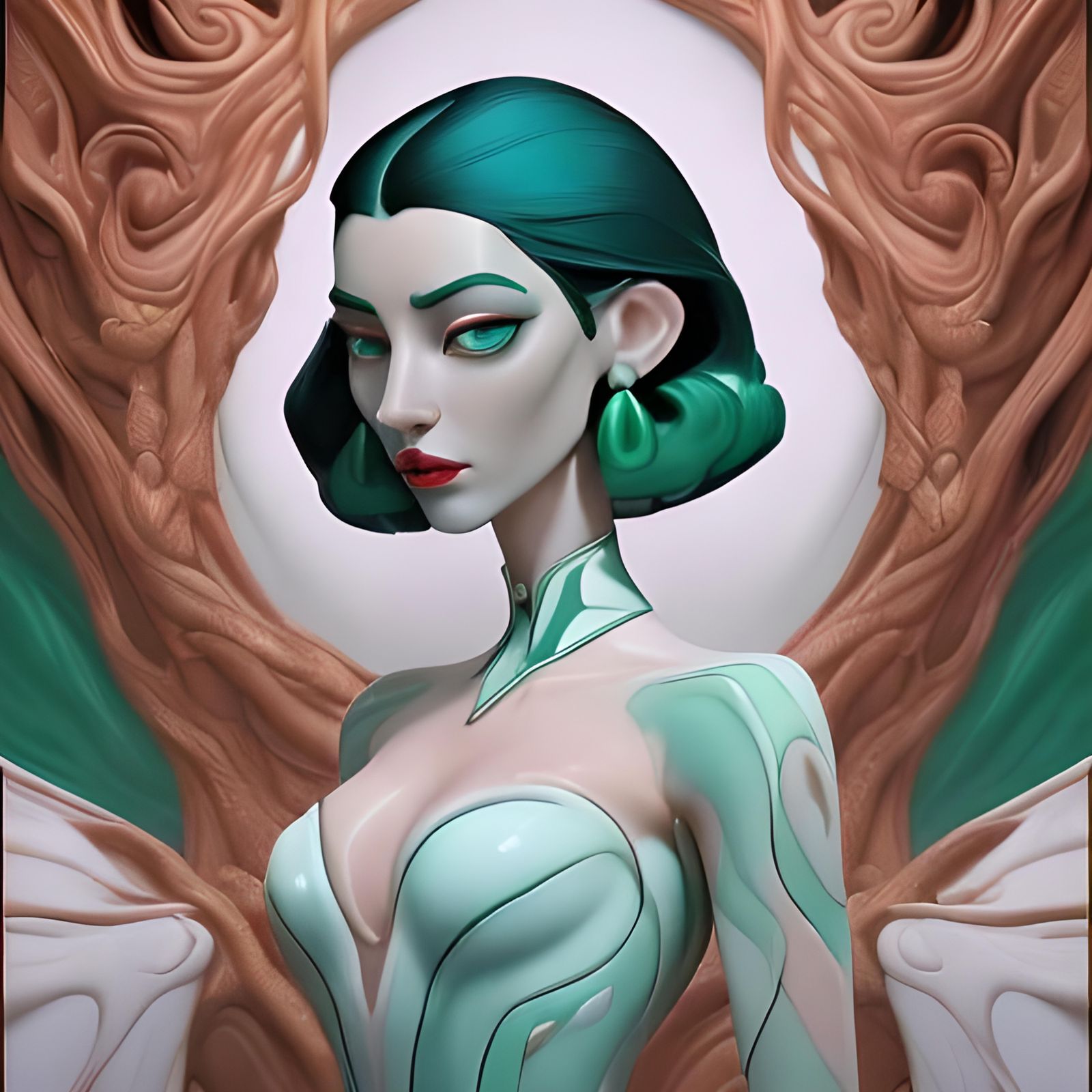 Woman with Dark Hair and Red Lips