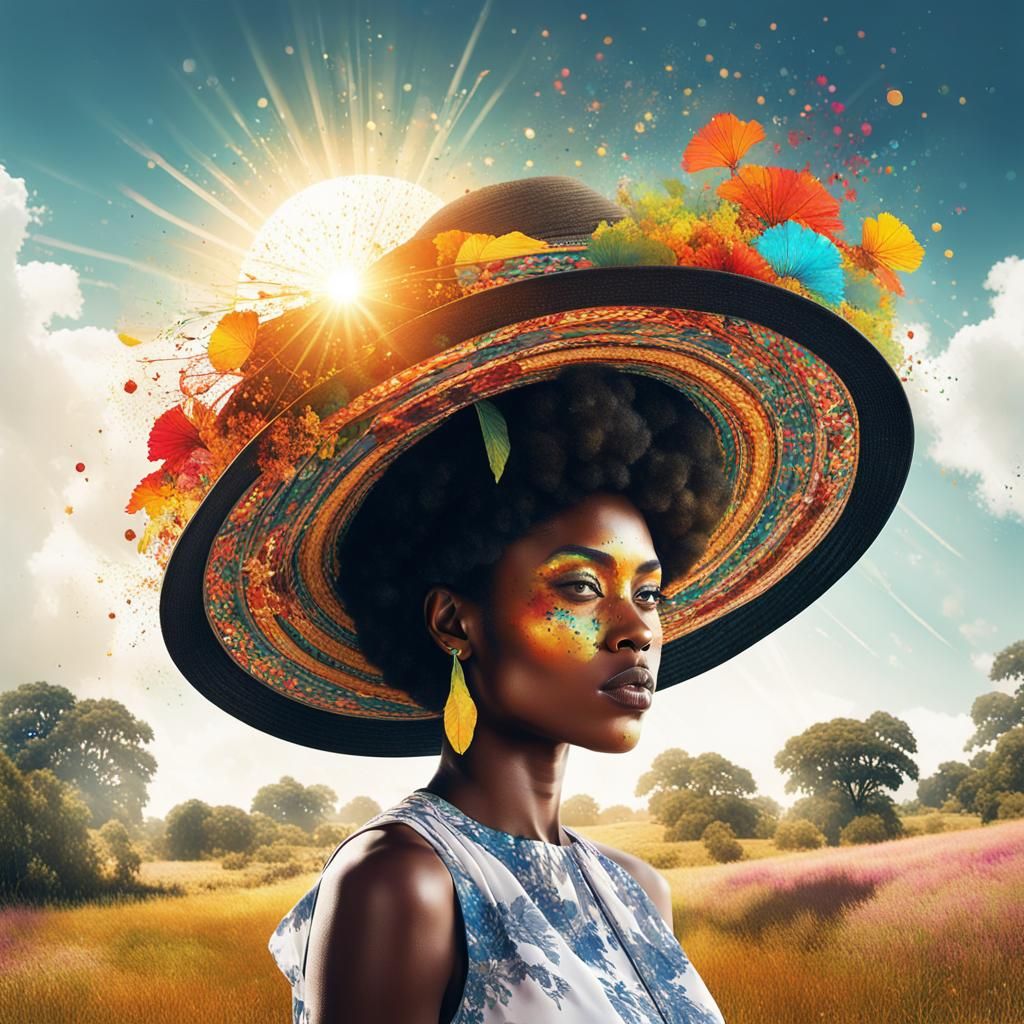 Double Exposure: Black Woman in Rural Landscape