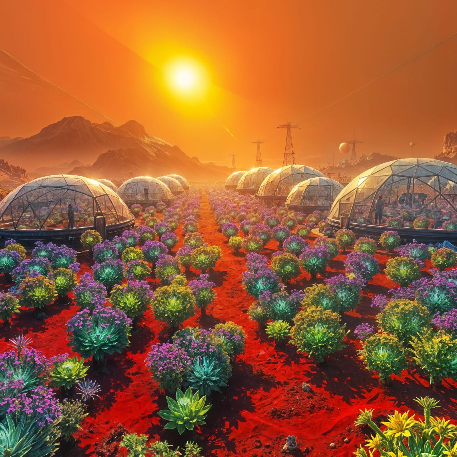 Vibrant Martian Greenhouses With Alien Crops