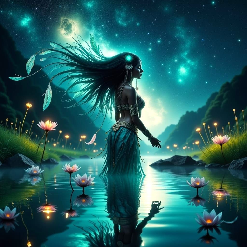Turquoise Aztec Warrior in Cosmic Fantasy