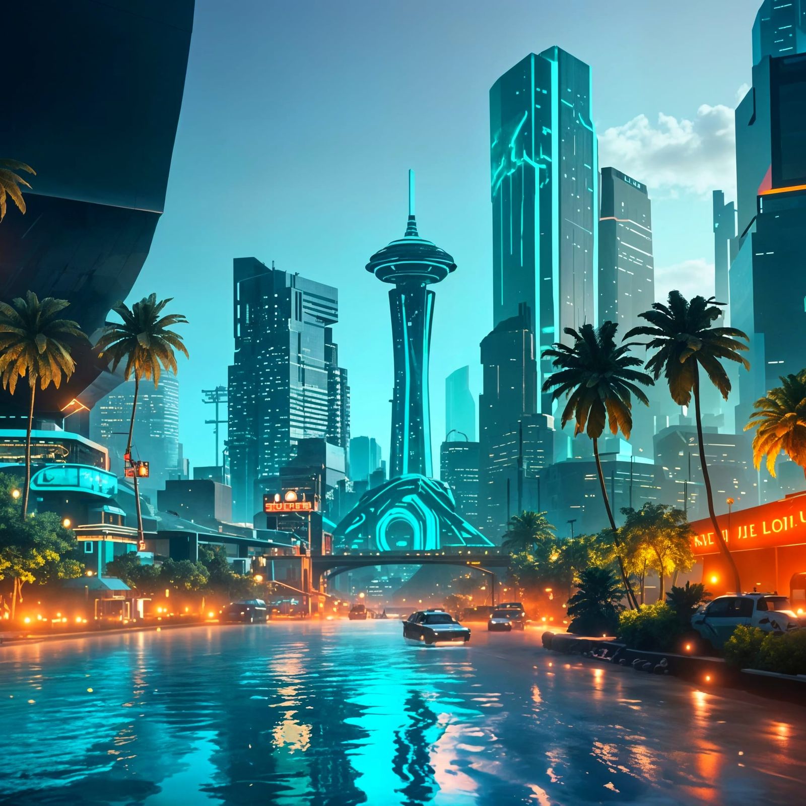 St Louis 2444 Futuristic Cityscape in Cyberpunk Teal