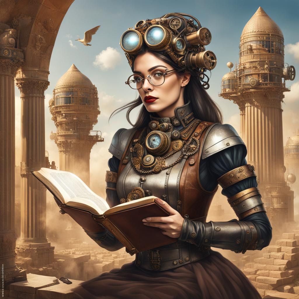 Steampunk Reader in Ancient Babylon