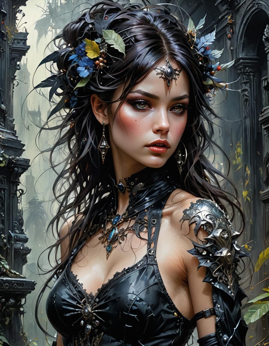 Exotic Gothic Woman in Hyperdetailed Rendering