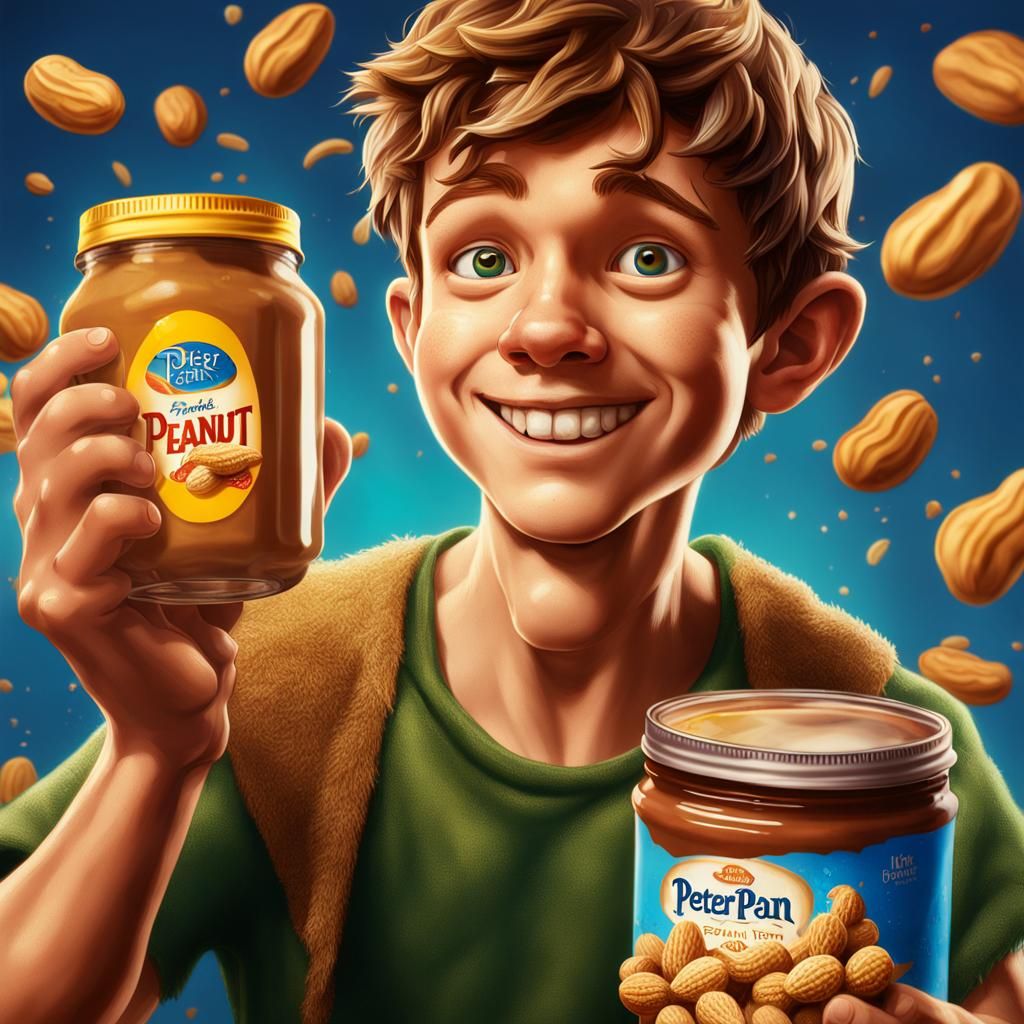 Hyperrealistic Peter Pan with Peanut Butter