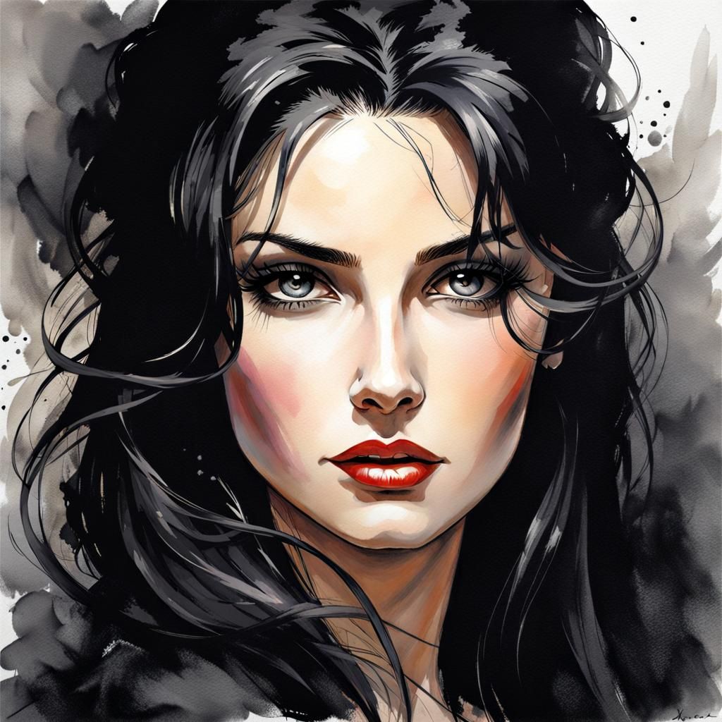 Portrait of Alluring Woman in Gothic Art Style