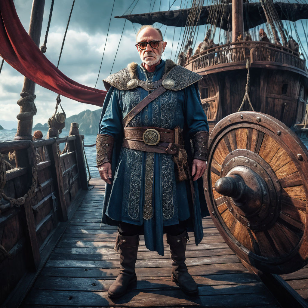 Viking Captain on Warship: Fantasy Concept Art