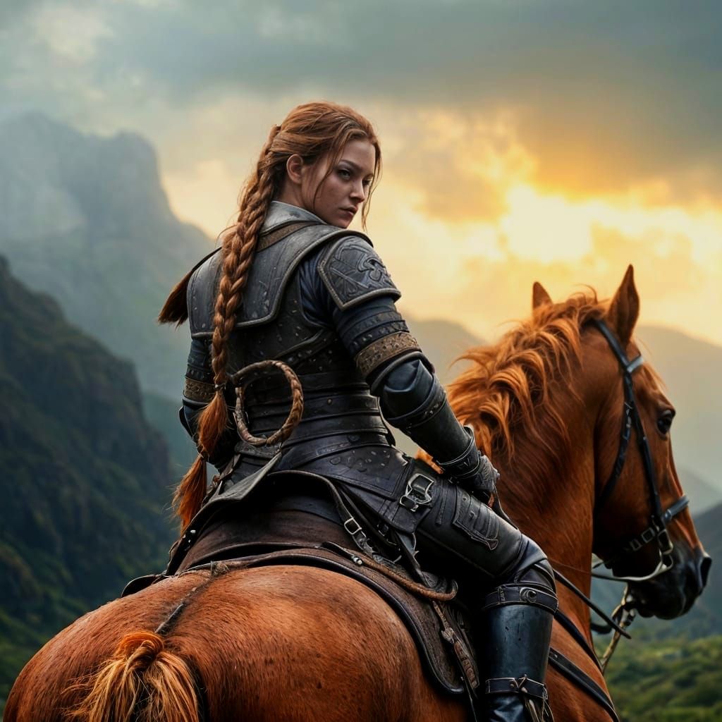 Scottish Highlands Warrior on Horseback: Matte Painting