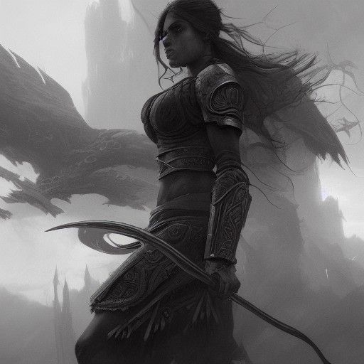 Dark Fantasy Charcoal Drawing with Dynamic Lighting