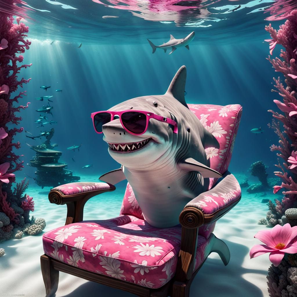 Pink Shark Lounging in Crystal Clear Waters
