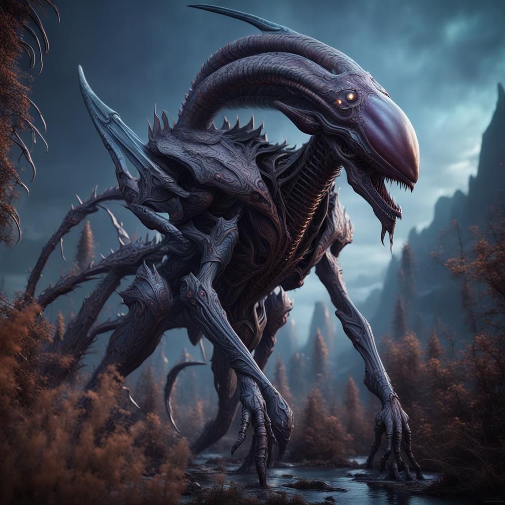 Detailed Alien Queen Concept Art in 8K
