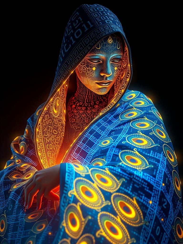 Luminous Seamstress Weaves Cyberpunk Garment