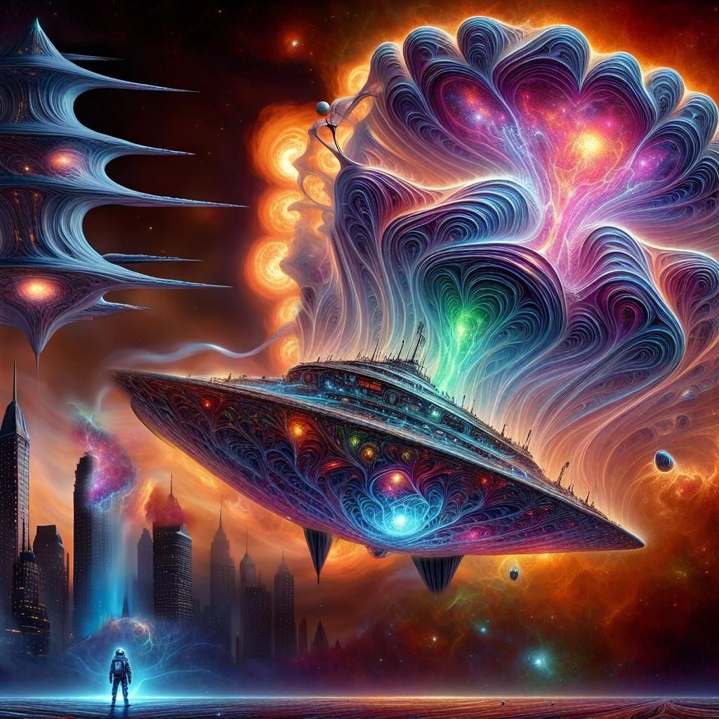 Surreal Antigravity Ship Crafted from Superfluid Helium