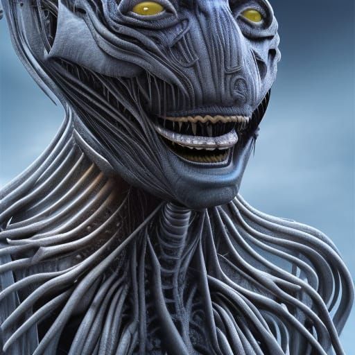 Menacing Alien Portrait in Hyperrealistic Style