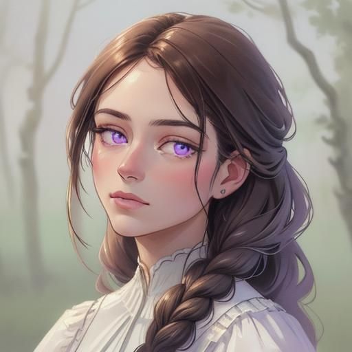 Ethereal Brunette Portrait with Braided Hair in Pastel Hues