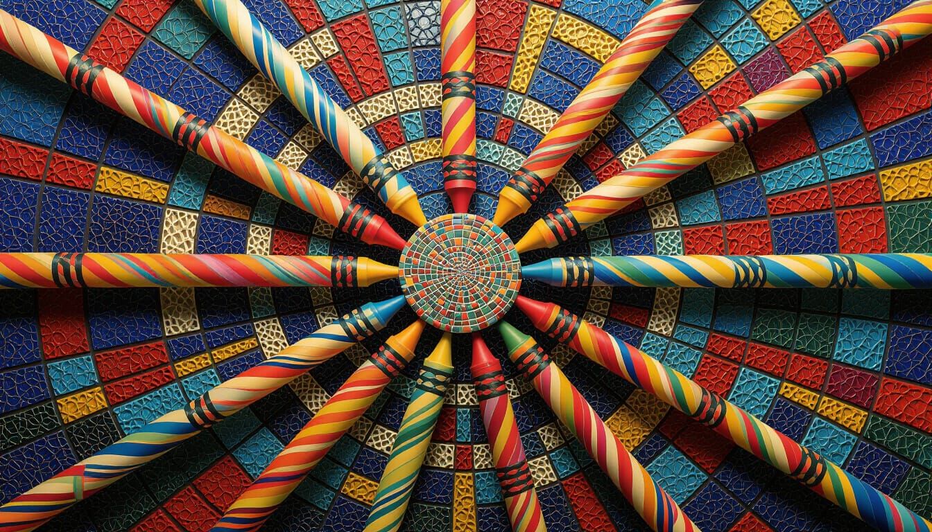 Crayon Humanoid in Space: Mosaic Art