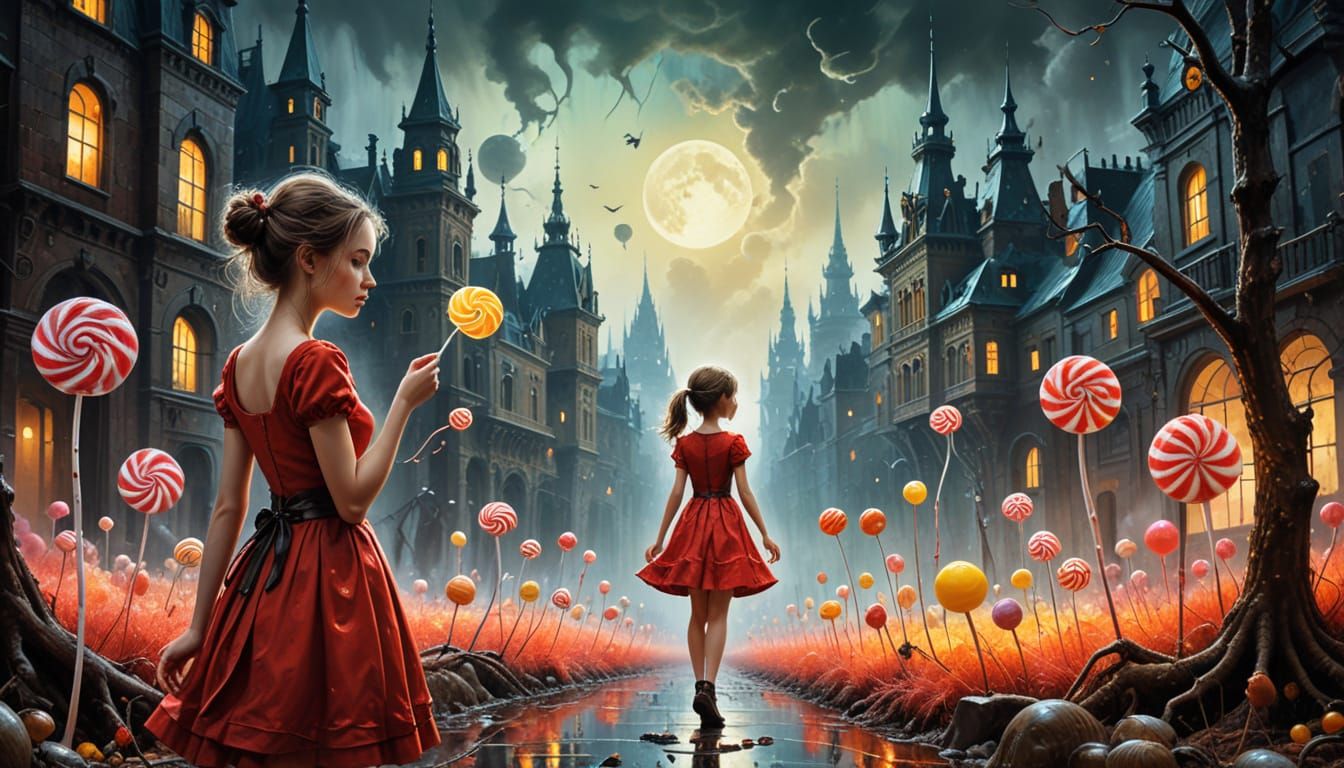 Steampunk Snail in a Candy World City