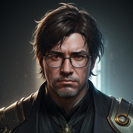 Detailed Portrait of a Man with Glasses