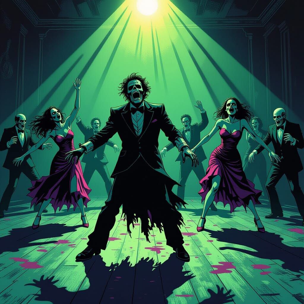 Undead Prom Night in Dark Comic Style