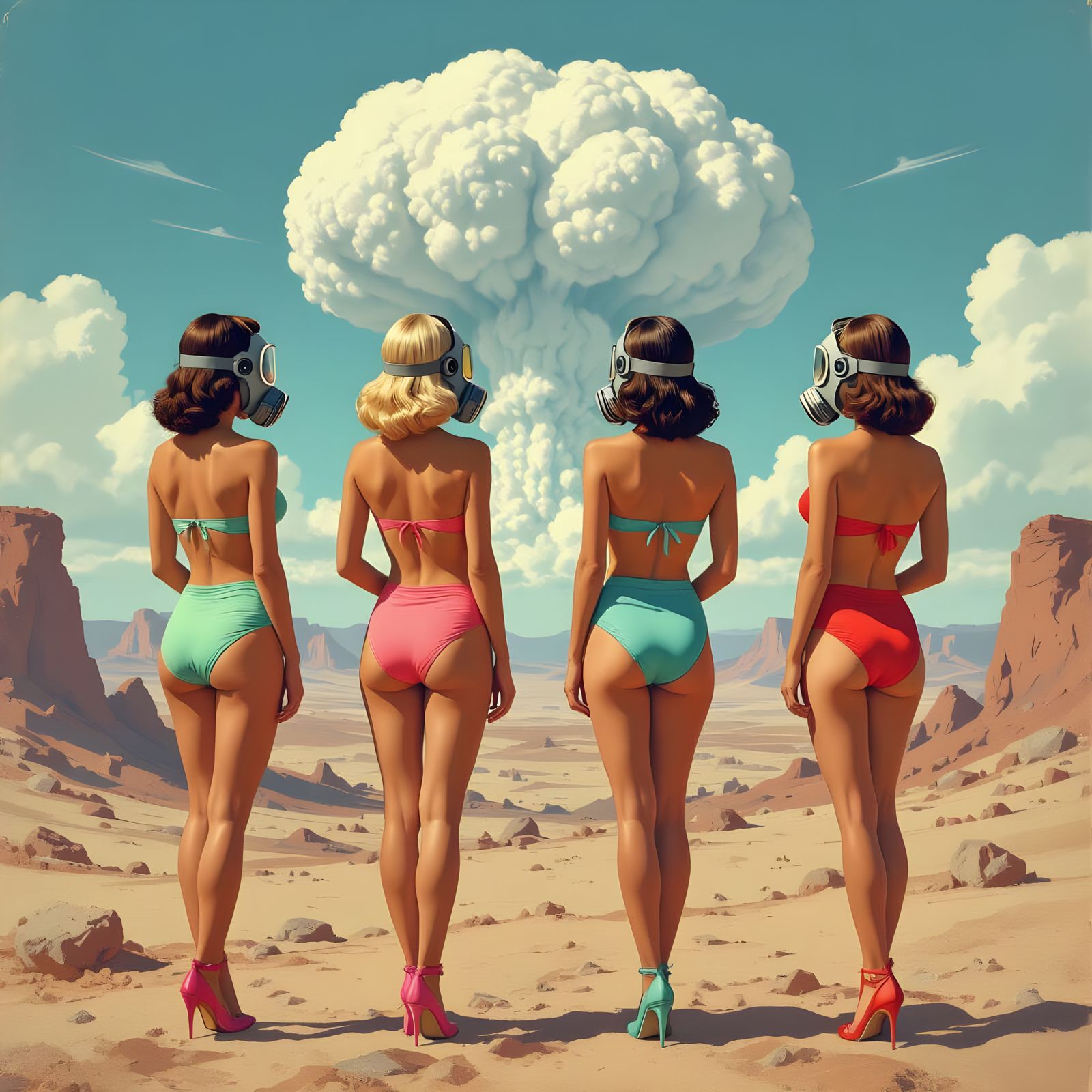 1950s Style Women in Bikinis Watch Nuclear Blast