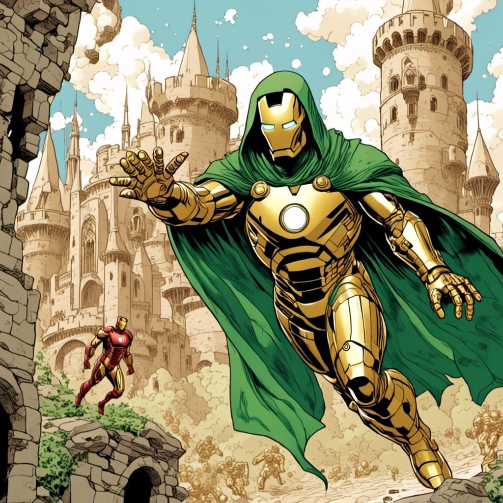Victor Von Doom as Iron Man Comic Book Art