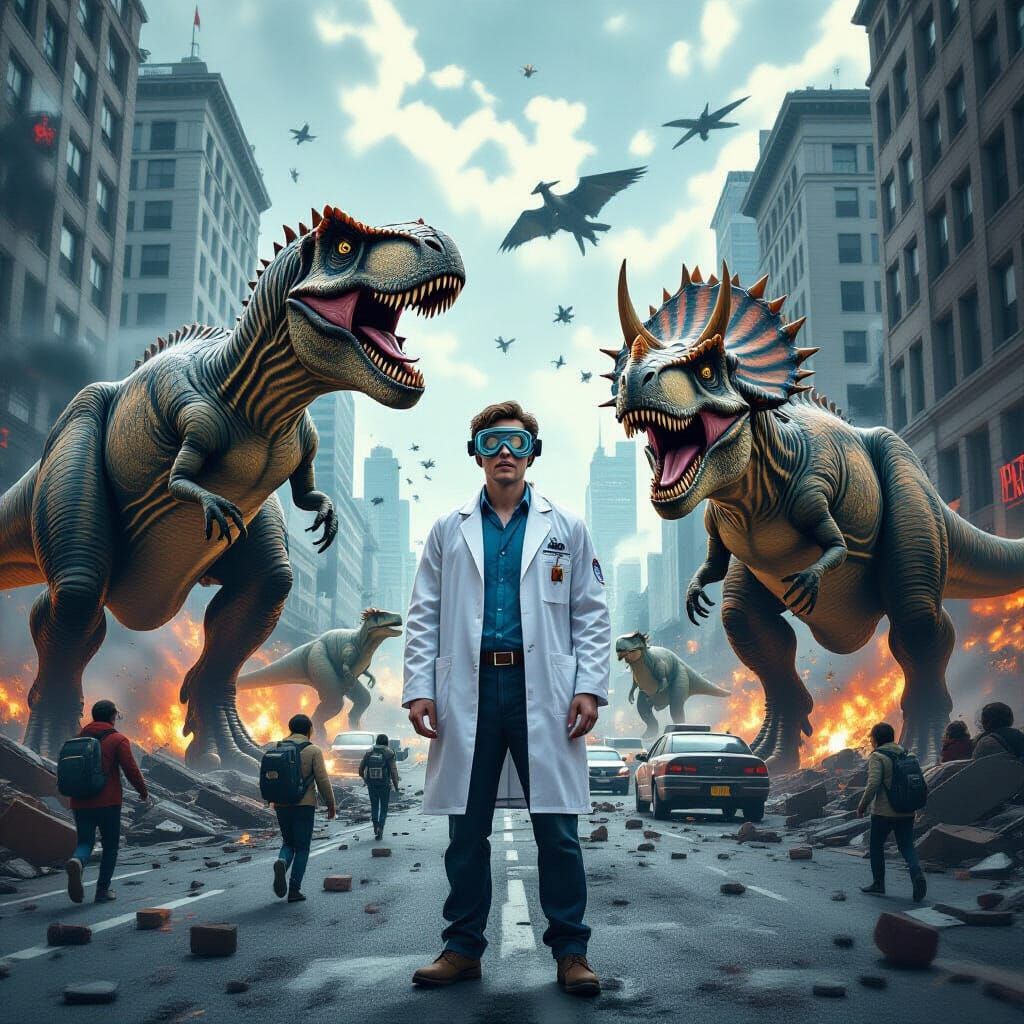 Dinosaurs Rampage Through City Streets: Sci-Fi Disaster