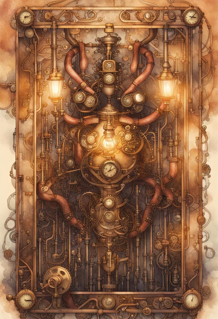 Steampunk Woman Tinkering with Clockwork Mechanisms