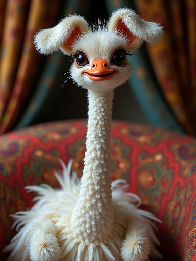 Ostrich with Happy Puppy Ears