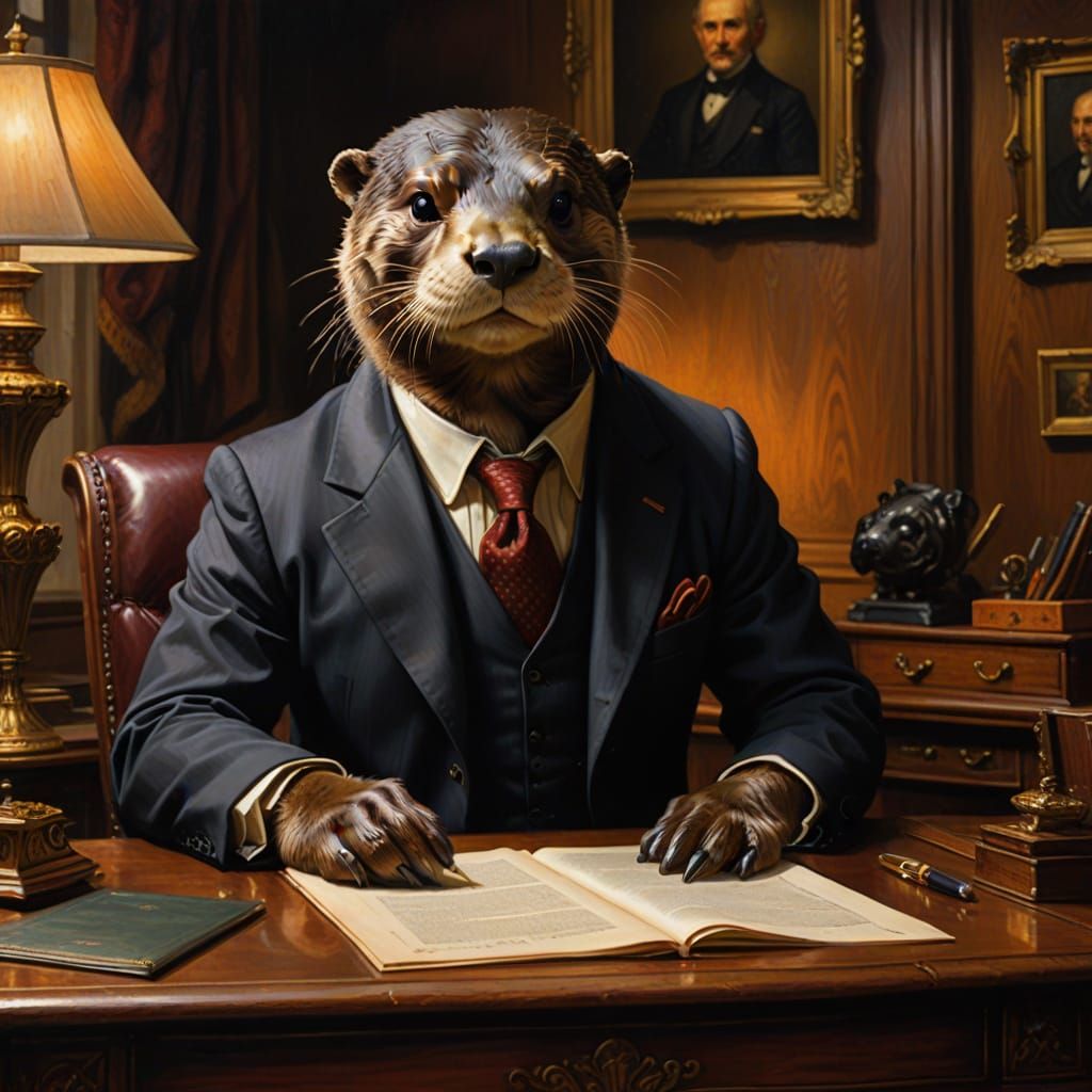 Anthropomorphic Otter Reviews Documents: Oil Painting
