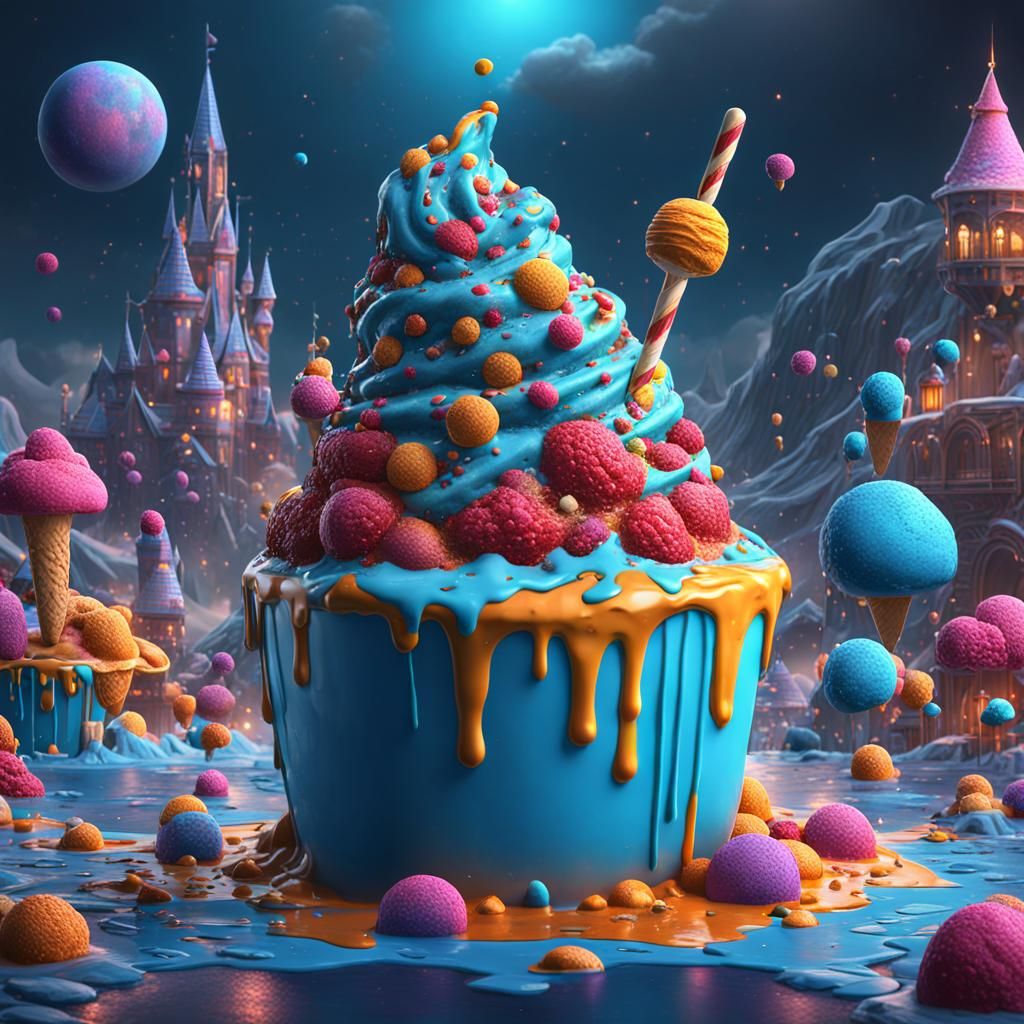 Detailed Ice Cream Fantasy Concept Art